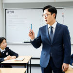 **

"A professional language instructor, fully clothed in modest business casual attire, teaching a Korean language class to adult students in a bright, modern classroom, safe for work, appropriate content, perfect anatomy, correct proportions, family-friendly learning environment, high-quality educational setting."

**
