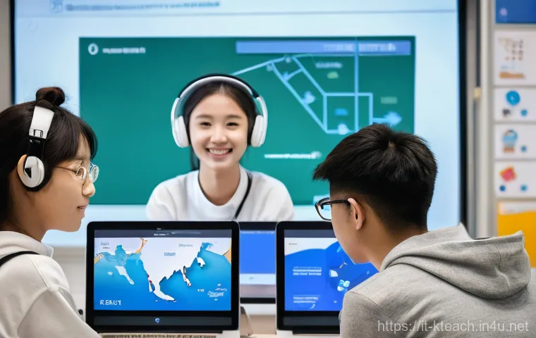 한국어교원 직무 역량 강화 방법 - **Prompt:** A vibrant and modern Korean language classroom in Italy. A diverse group of young adult ...