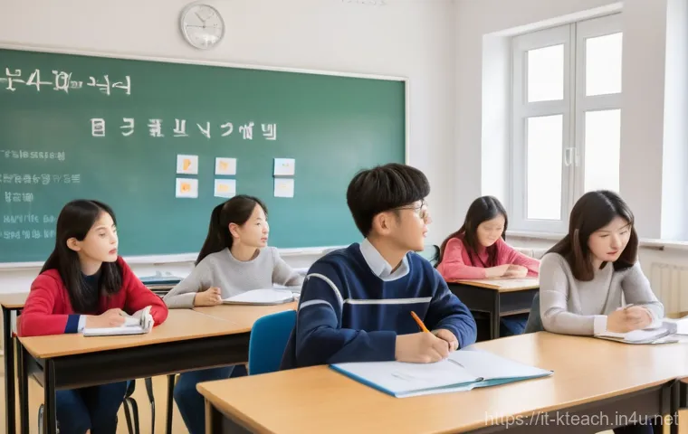 한국어교원 관련 학회 및 세미나 정보 - A bright and modern university classroom in Italy, filled with diverse students (young adults, appro...
