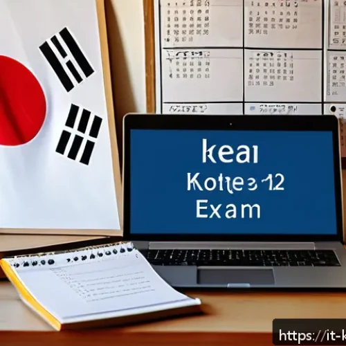 한국어교원 자격증 시험 접수 팁 - A detailed study desk setup for an Italian learner preparing for the Korean teacher exam, featuring ...