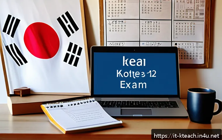 한국어교원 자격증 시험 접수 팁 - A detailed study desk setup for an Italian learner preparing for the Korean teacher exam, featuring ...