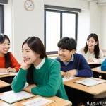 한국어교원 실습 과정 필수 팁 - A modern Italian language classroom filled with diverse adult students attentively participating in ...
